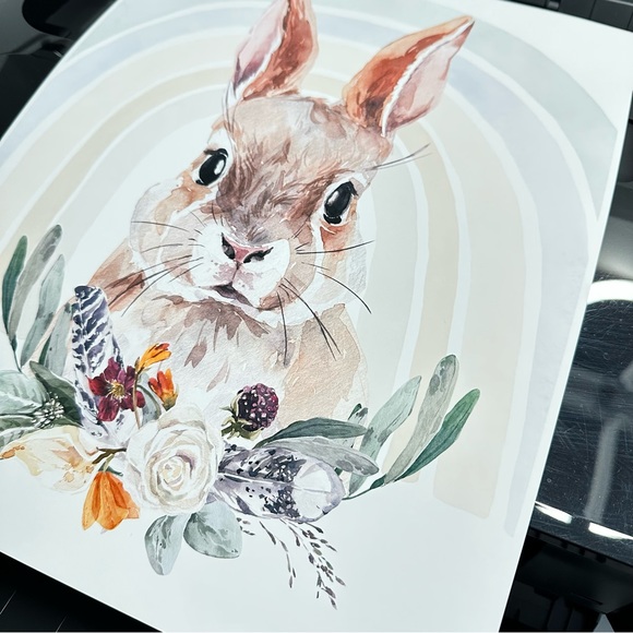 Watercolor Floral Bunny Wall Art Illustration Print Poster Card Unframed - Picture 12 of 14